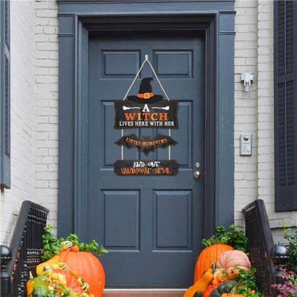 3Pcs Halloween Party Door Hanger Witch Themed Wall Hanging Sign - Picture 4 of 7